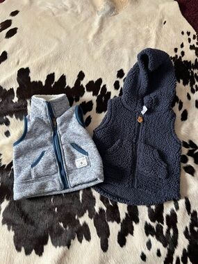 Toddler Sherpa Hooded Vest & Gray Knit Vest Set - Navy & Heather Gray